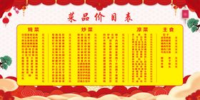 饭店菜品价目表