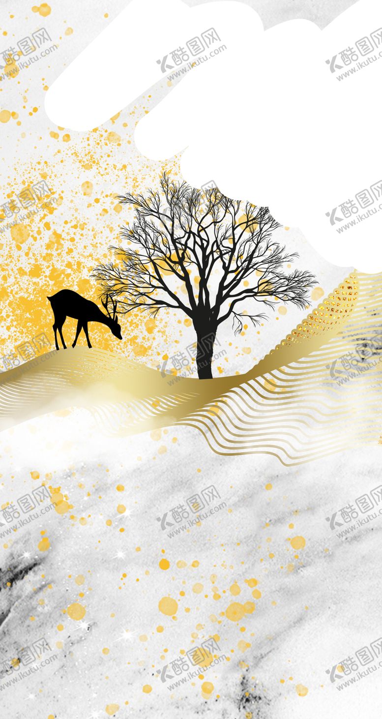 编号：52315709191154541218【酷图网】源文件下载-抽象麋鹿玄关