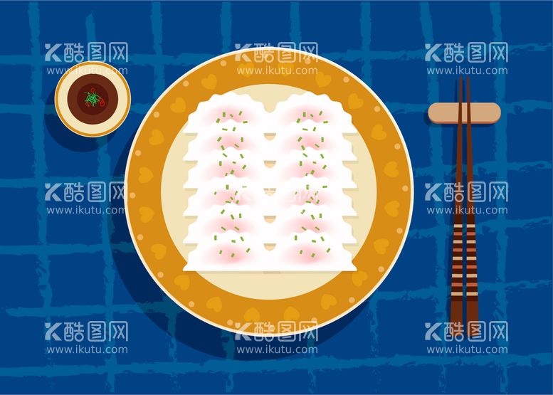 编号：82547109130807009671【酷图网】源文件下载-矢量手绘插画卡通食品 中式美食扁平饺子