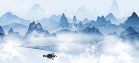 山水古风国风传统水墨背景素材