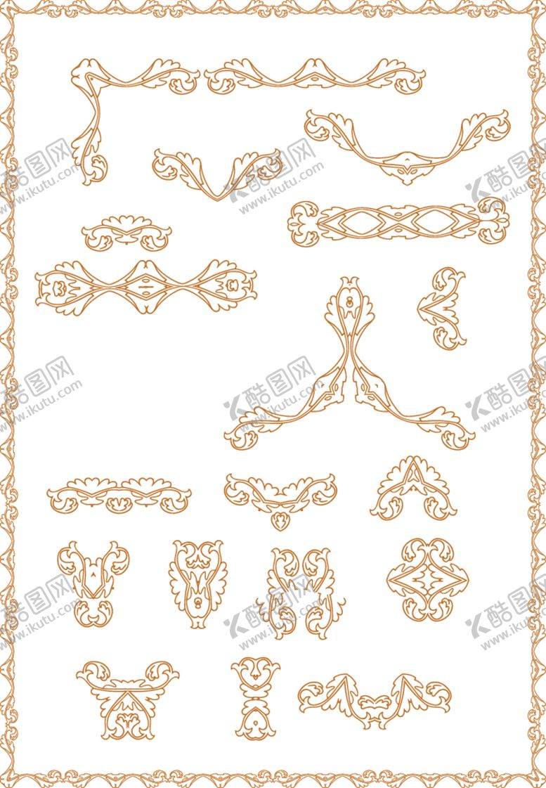 编号：61876502161846479395【酷图网】源文件下载-欧式边框证书框底纹装饰图案