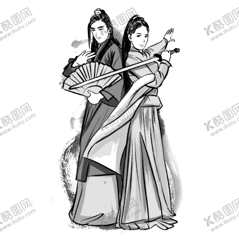 编号：93244206240813257810【酷图网】源文件下载-水墨武侠人物