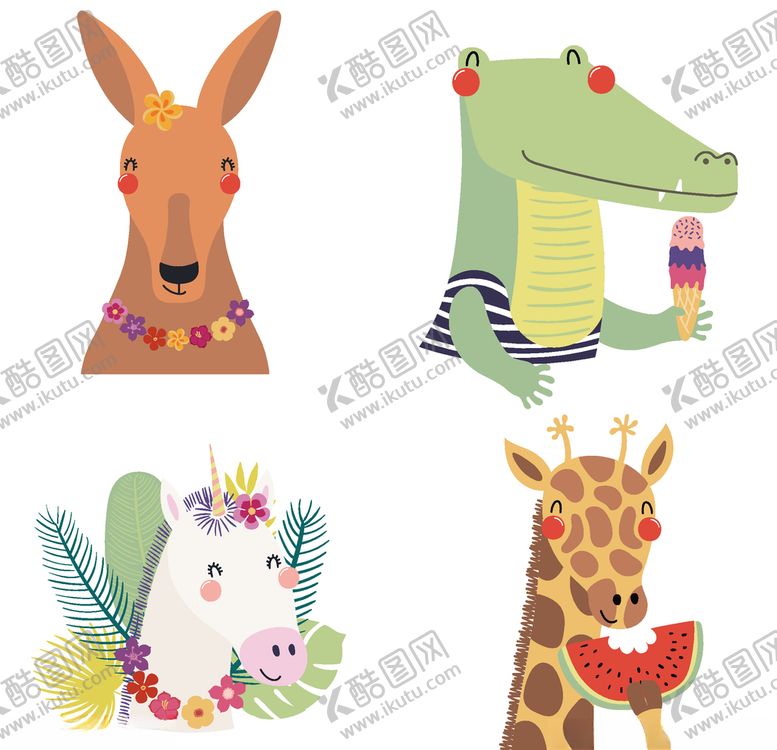 编号：50721410051744153208【酷图网】源文件下载-手绘卡通动物