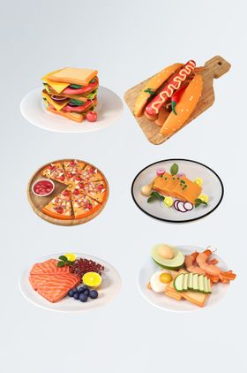 3D食品简约西餐小吃套图