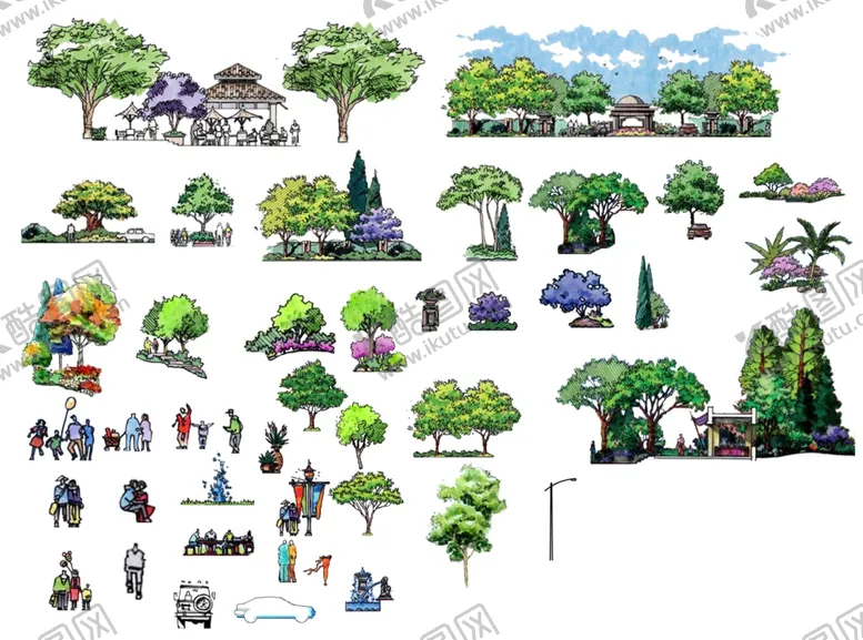 编号：30636611292139389751【酷图网】源文件下载-园林景观植物立面素材