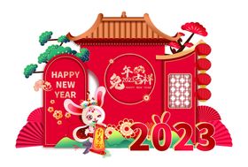 国潮兔年美陈新年美陈商场美陈