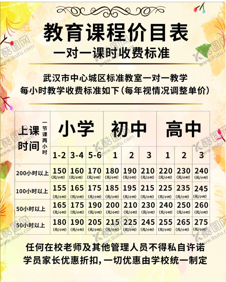 编号：28898307030445388691【酷图网】源文件下载-教育价格表