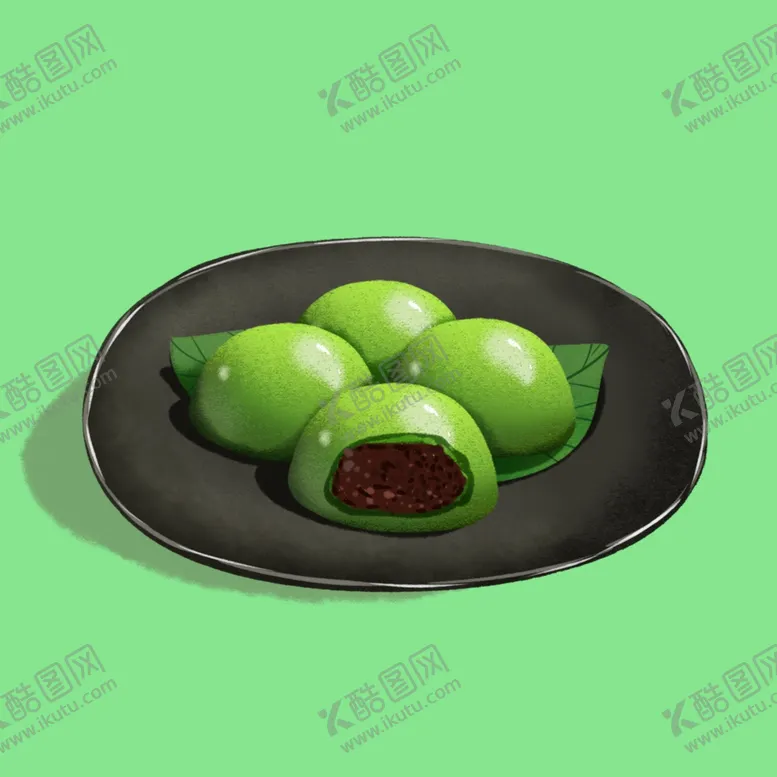 编号：65256102071358092526【酷图网】源文件下载-手绘艾草青团