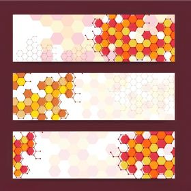 多彩六边形横幅背景图案