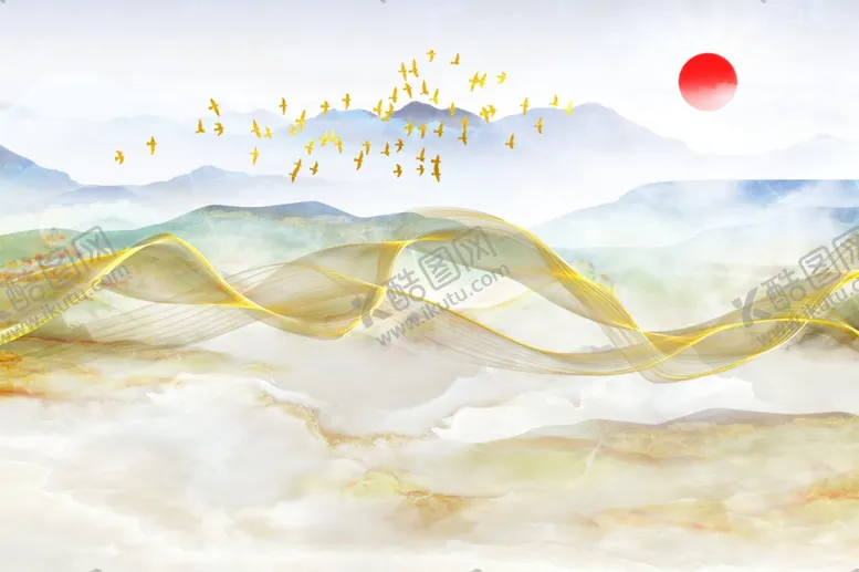 编号：51350503250202073803【酷图网】源文件下载-飘带大理石背景墙