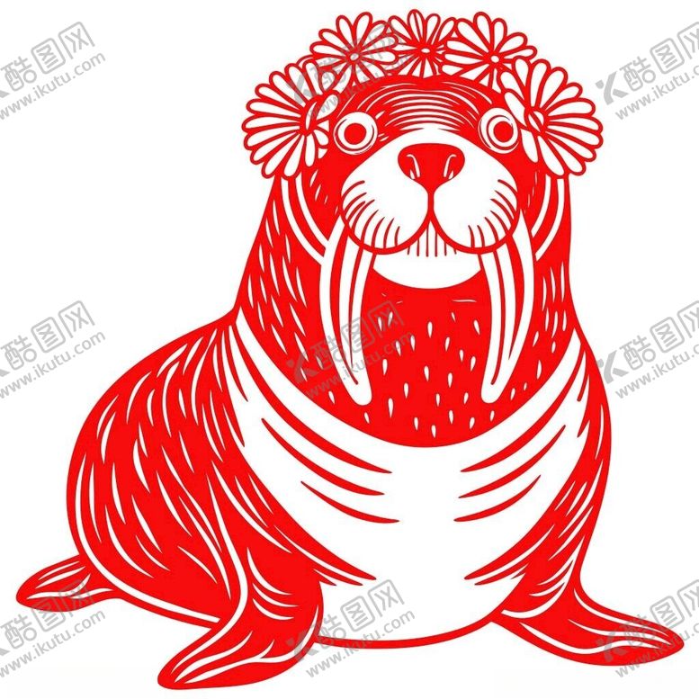 编号：66697301302041409206【酷图网】源文件下载-剪纸风格的海象