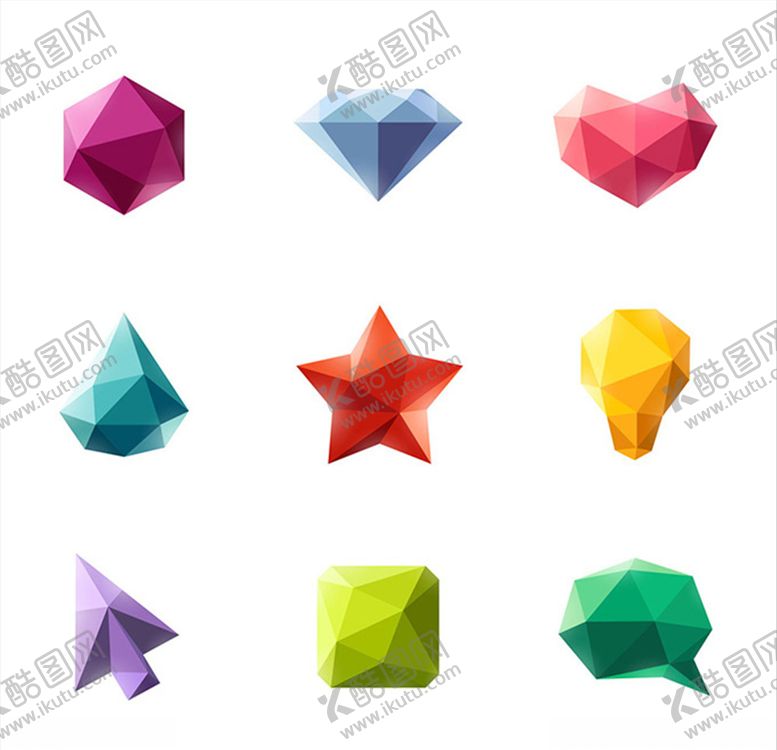 编号：74472009241102554781【酷图网】源文件下载-折纸星星宝石元素