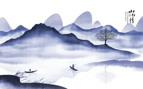 山水画风景装饰PSD