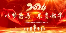 红色背景新春会议素材KV