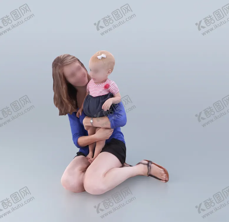 编号：83302104171305342043【酷图网】源文件下载-亲子亲子3D模型妈妈宝宝