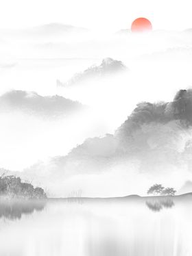 水墨画图片山水风景中国风古典背海报素材江南烟雨