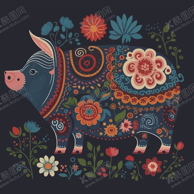 编号：36280302031509163422【酷图网】源文件下载-猪生肖动物插画
