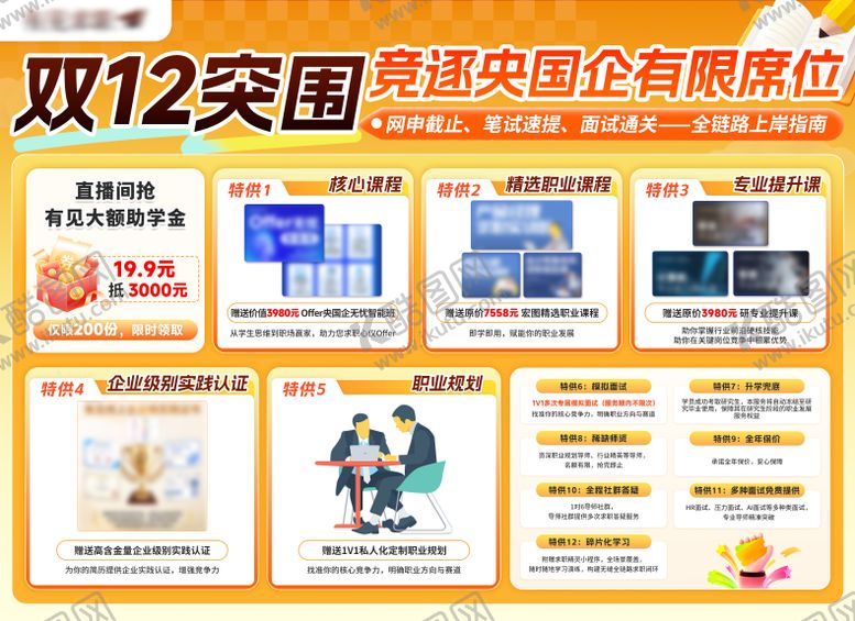 编号：20511811211248328195【酷图网】源文件下载-央国企培训双12营销活动海报