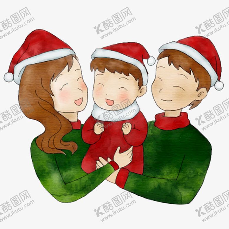 编号：10691711032357278552【酷图网】源文件下载-幸福圣诞节三口之家