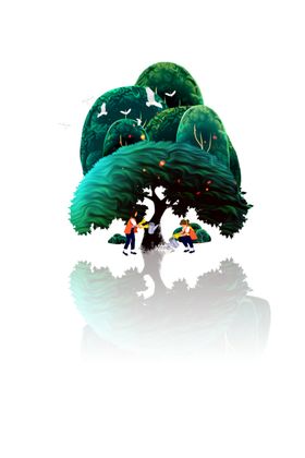 植树节素材海报春天浇水背景
