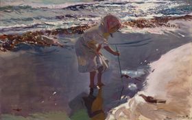 海滩风景油画