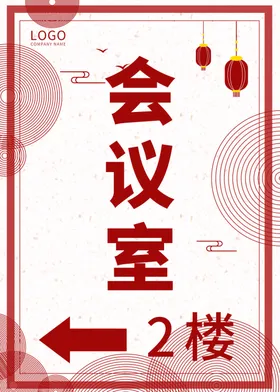 创意新中式会议室指示牌