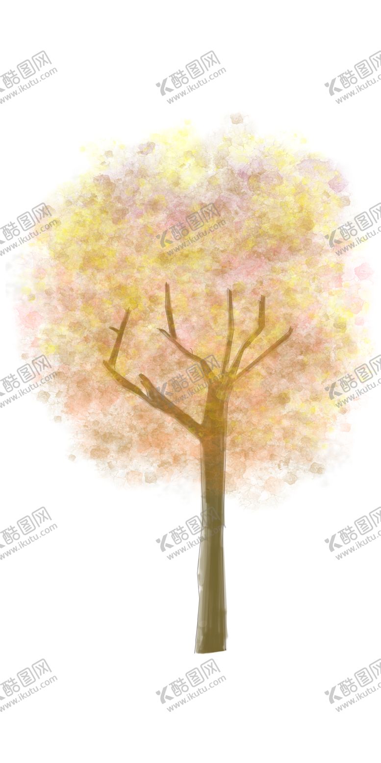 树手绘花卉图案素材国潮水果