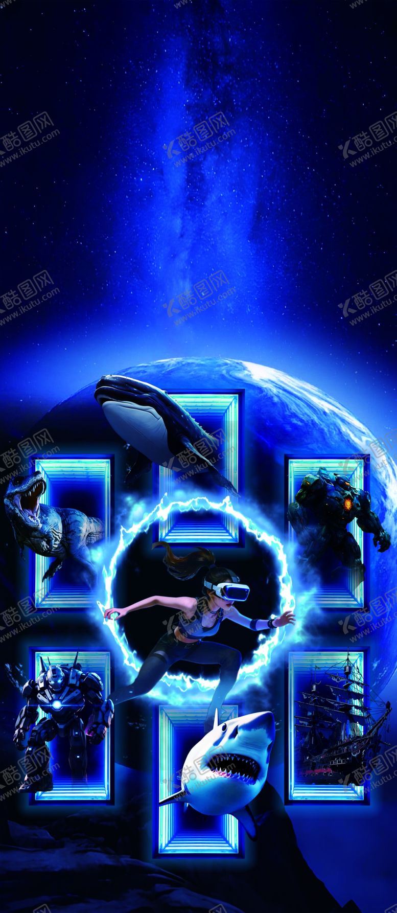 编号：26289704011219301244【酷图网】源文件下载-蓝色AI科技背景