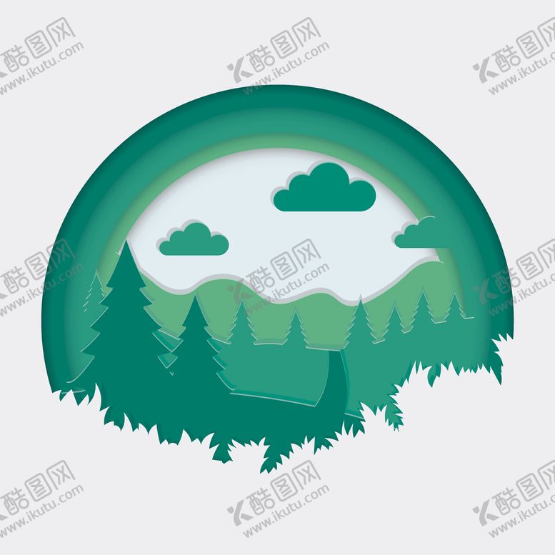 编号：81443409220036497158【酷图网】源文件下载-剪纸风格风景