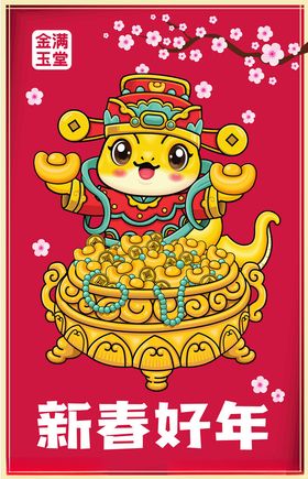蛇年吉祥物矢量生肖矢量铜钱新字体