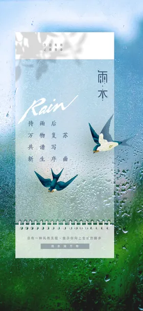 雨水宣传复古海报