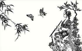 吹箫仕女图