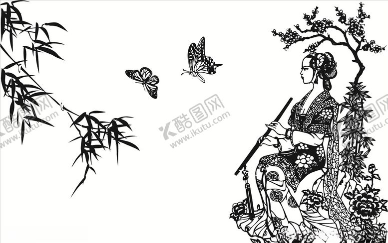 编号：80314807041121137208【酷图网】源文件下载-吹箫仕女图