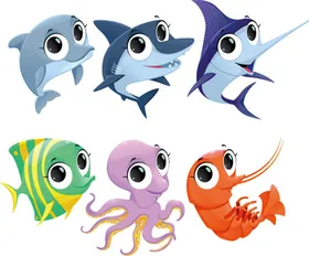 海洋生物插画幼儿园手绘动漫
