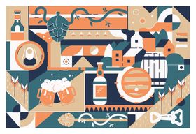 多彩复古风宠物用品插画