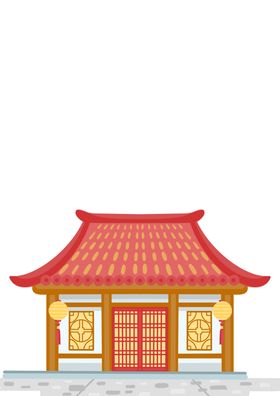 古风建筑手绘插画