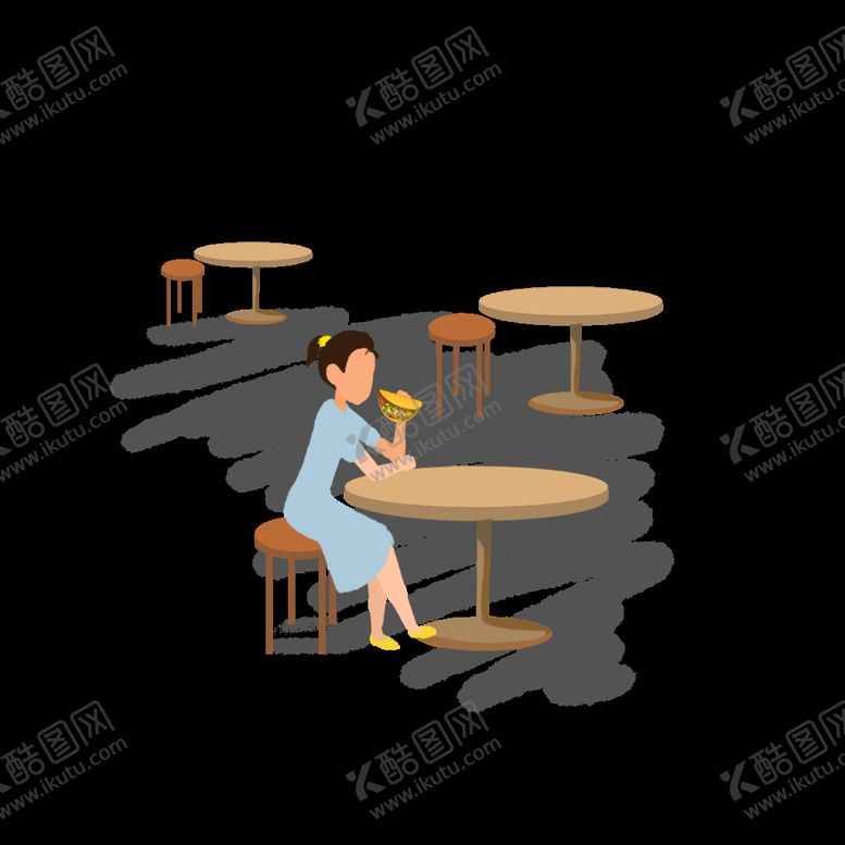 编号：63988007030125456187【酷图网】源文件下载-户外女孩一人就餐