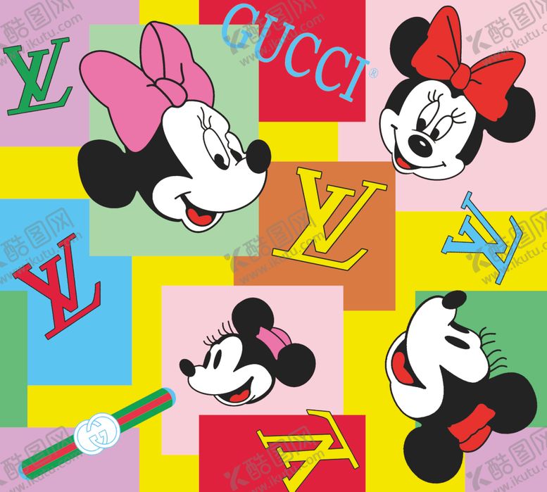 编号：30733510051226256699【酷图网】源文件下载-古驰LV米老鼠印花