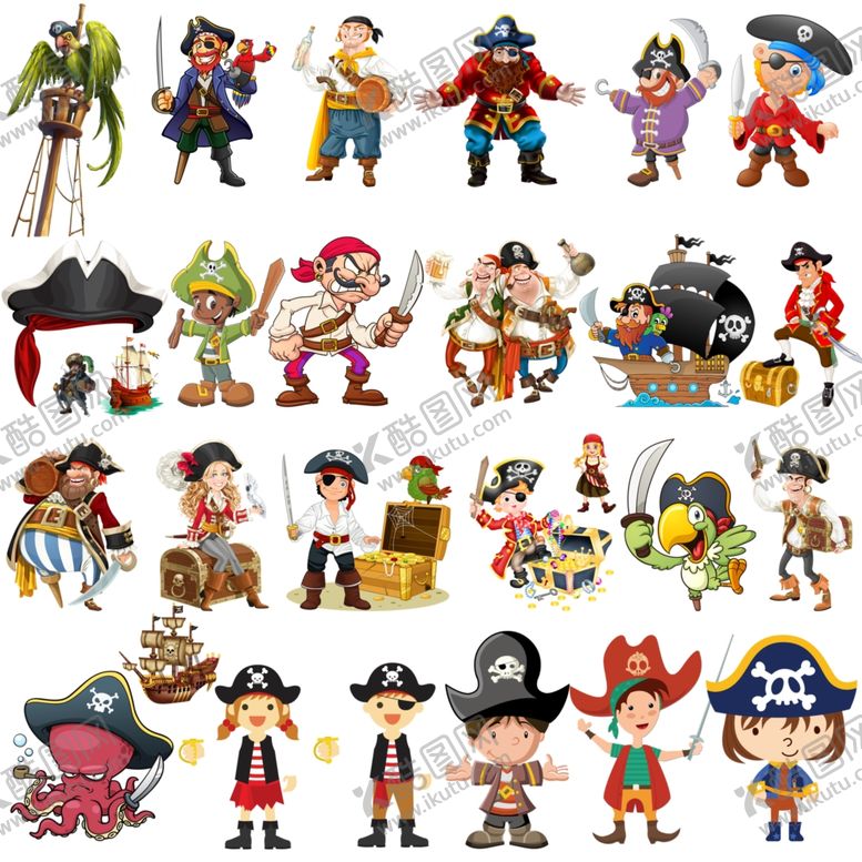 编号：10554009291357255310【酷图网】源文件下载-海盗卡通人物素材