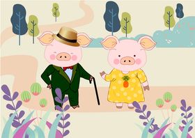 可爱猪夫妇