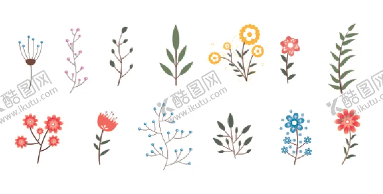 手绘花草背景图片卡通矢量矢量