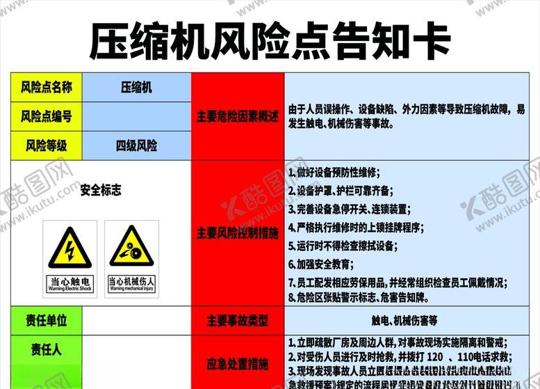 编号：53661610230117519145【酷图网】源文件下载-压缩压风险点告知卡