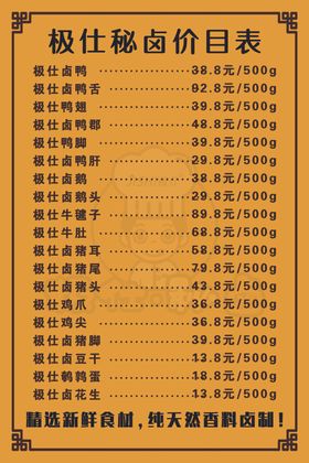价目表价格表