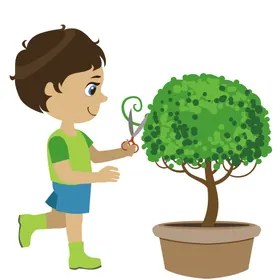 植树节素材春天背景卡通人物艺术字