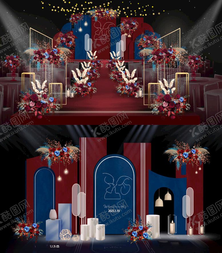 编号：12450911020753147895【酷图网】源文件下载-红蓝撞色婚礼