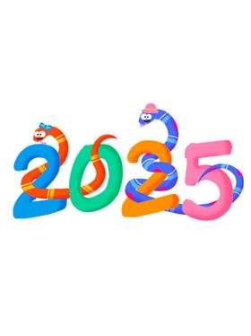 2025蛇年如意卡通手写艺术字