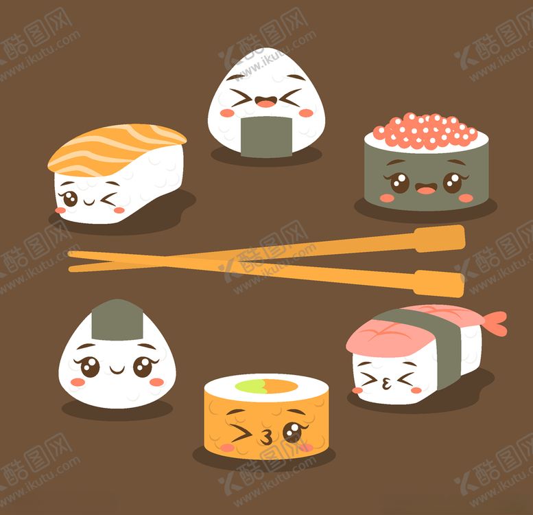 编号：32898609121518141190【酷图网】源文件下载-可爱寿司