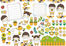 儿童花园主题手账装饰元素