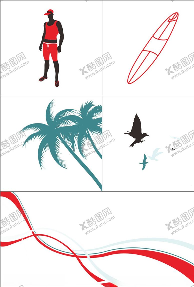 编号：43469810010855155344【酷图网】源文件下载-矢量沙滩元素