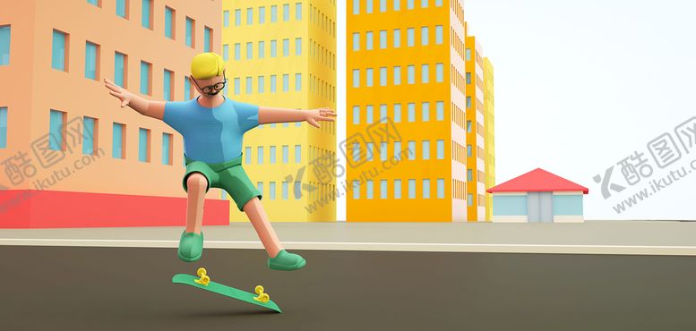 编号：88596401261441319452【酷图网】源文件下载-3D人物黄色背景c4d场景